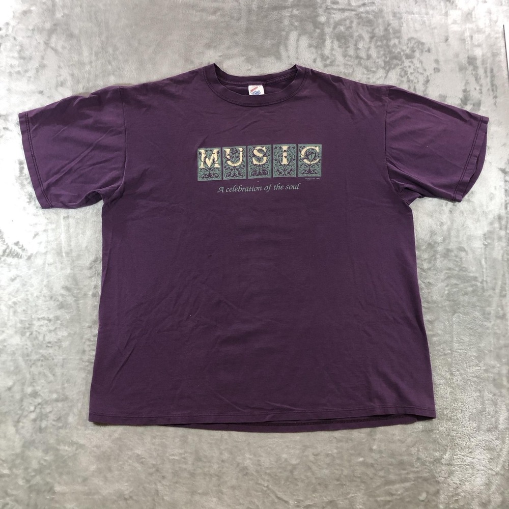 Vintage Jerzees Shirt Mens XL Purple Music Celebration Soul Graphic Tee 1996